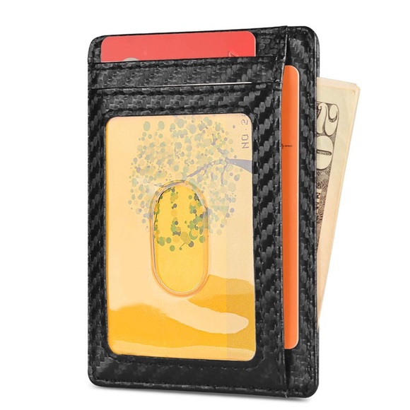 Carbon Fiber Slim Minimalist Front Pocket RFID Blocking Leather Wallets for Me… - Picture 2 of 6